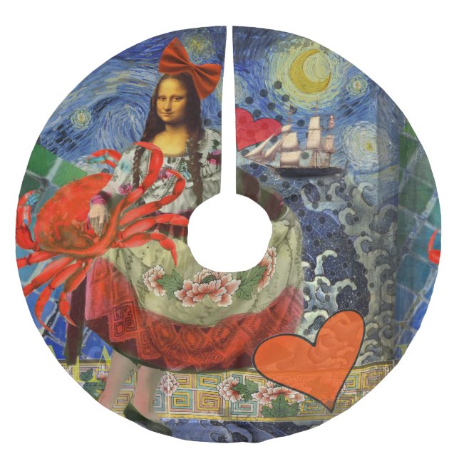Mona Lisa Roligt Zodiac Whimsical Julgransmatta Borstad Polyester (Framsidan)