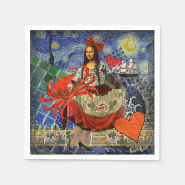 Mona Lisa Roligt Zodiac Whimsical Pappersservett (Framsidan)