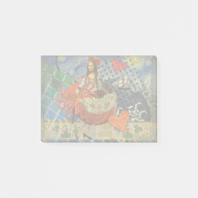 Mona Lisa Roligt Zodiac Whimsical Post-it Block (Framsida)