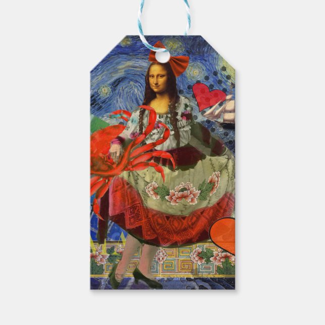 Mona Lisa Roligt Zodiac Whimsical Presentetikett (Framsidan)