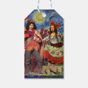Mona Lisa Romantisk Rolig Färgrik Konstverk Presentetikett