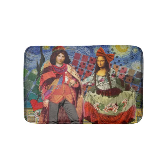 Mona Lisa Romantisk Rollig Färgrik Konst Badrumsmatta (Framsidan)