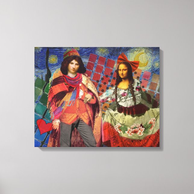 Mona Lisa Romantisk Rollig Färgrik Konst Canvastryck (Framsida)