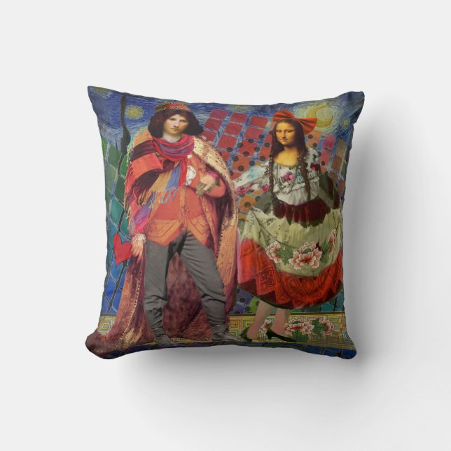 Mona Lisa Romantisk Rollig Färgrik Konstverk Kudde (Framsida)