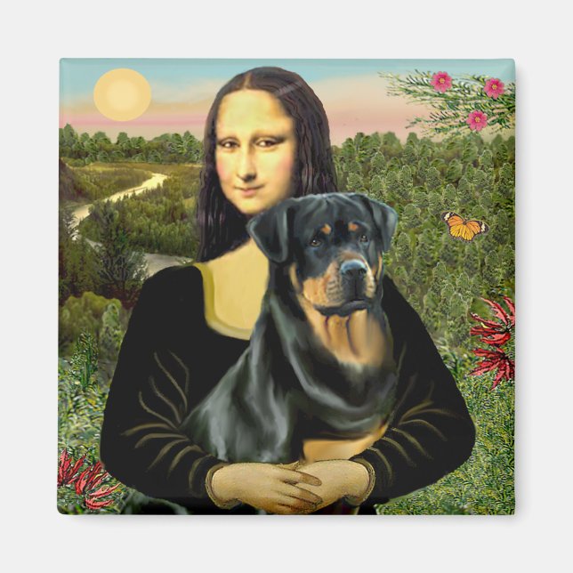 Mona Lisa - Rottweiler (#3) Magnet (Framsidan)