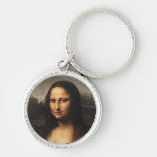 Mona Lisa Rund Silverfärgad Nyckelring (Framsidan)