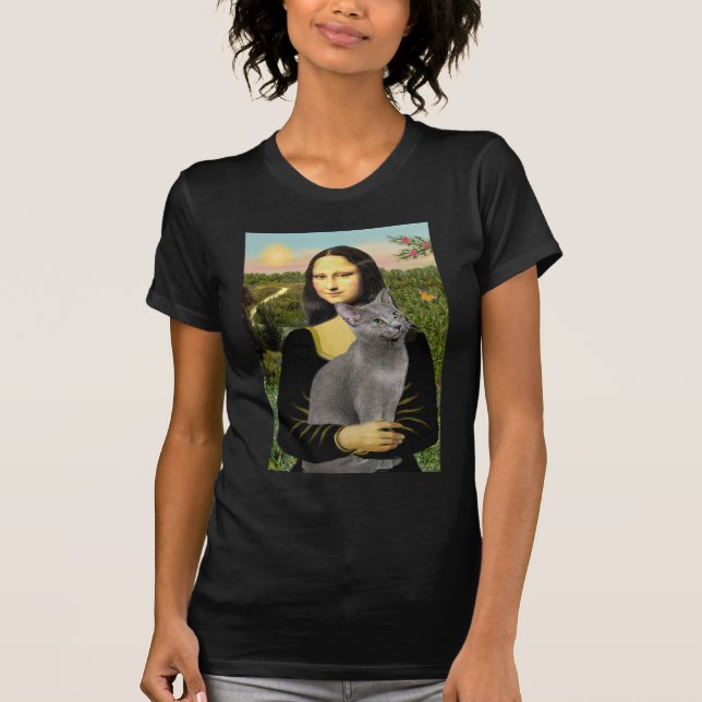 Mona Lisa - Rysk blå katt Tee Shirt (Framsida)