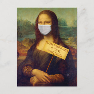 Mona Lisa säger att du vänligen ska ha en mask Vykort