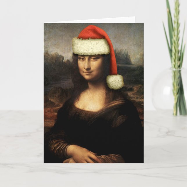 Mona Lisa Santa hälsningkort Helgkort (Framsida)
