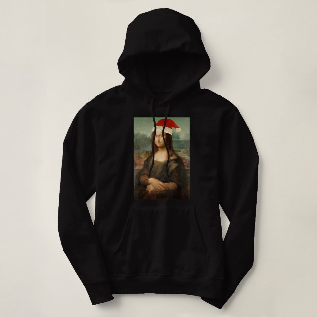 Mona Lisa Santa Hat Funny jul Art För manar Wo T Shirt (Design framsida)