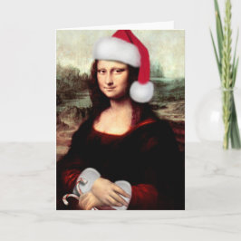 Mona Lisa Santa Hat jul Helgkort