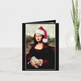 Mona Lisa Santa Hat jul Helgkort