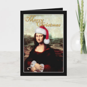 Mona Lisa Santa Hat jul Helgkort