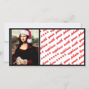 Mona Lisa Santa Hat jul Julkort
