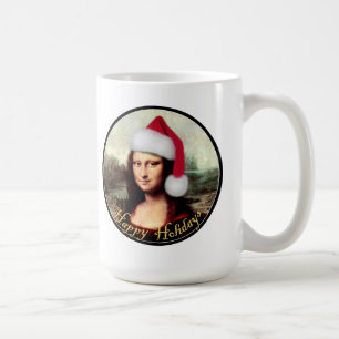 Mona Lisa Santa Hat jul Kaffemugg