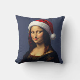 Mona Lisa Santa Hatt Jul Högtid Utklipp Kudde