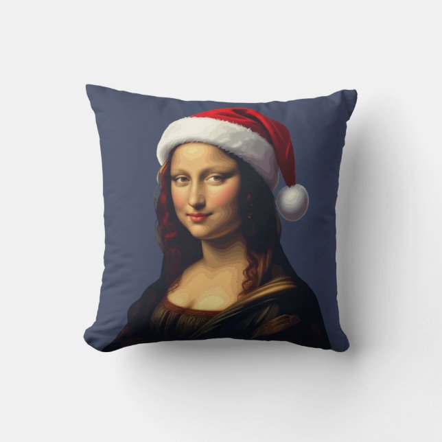 Mona Lisa Santa Hatt Jul Högtid Utklipp Kudde (Framsida)