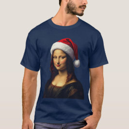 Mona Lisa Santa Hatt Jul Högtid Utklipp T Shirt