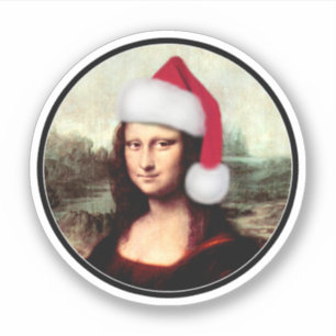Mona Lisa Santa Hatt Jul Klistermärken