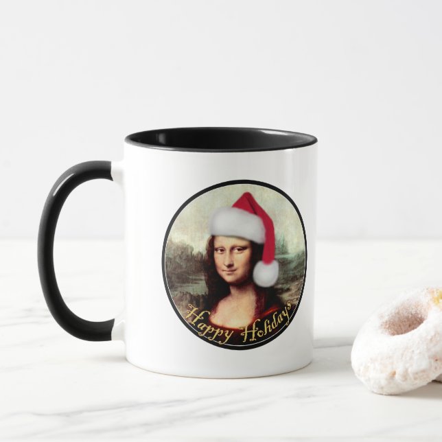 Mona Lisa Santa Hatt Jul Mugg (Med munk)