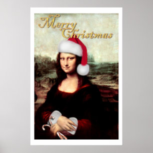 Mona Lisa Santa Hatt Jul Poster