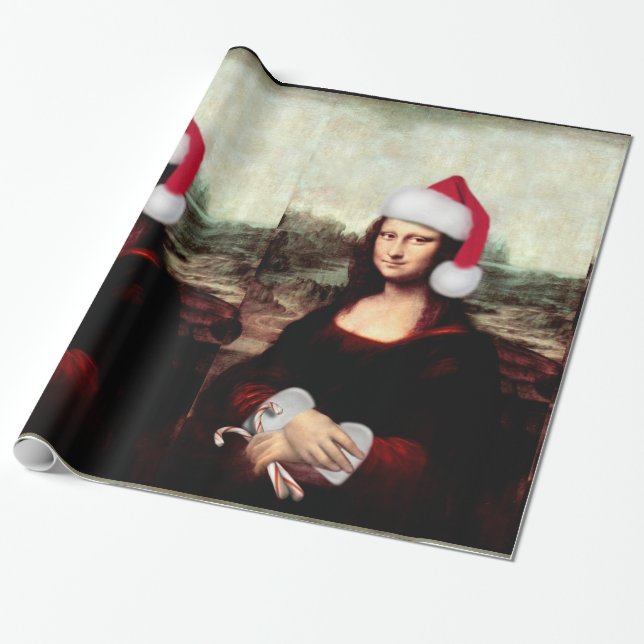 Mona Lisa Santa Hatt Jul Presentpapper (Utrullad)