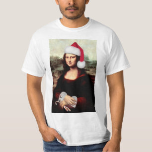Mona Lisa Santa Hatt Jul T Shirt