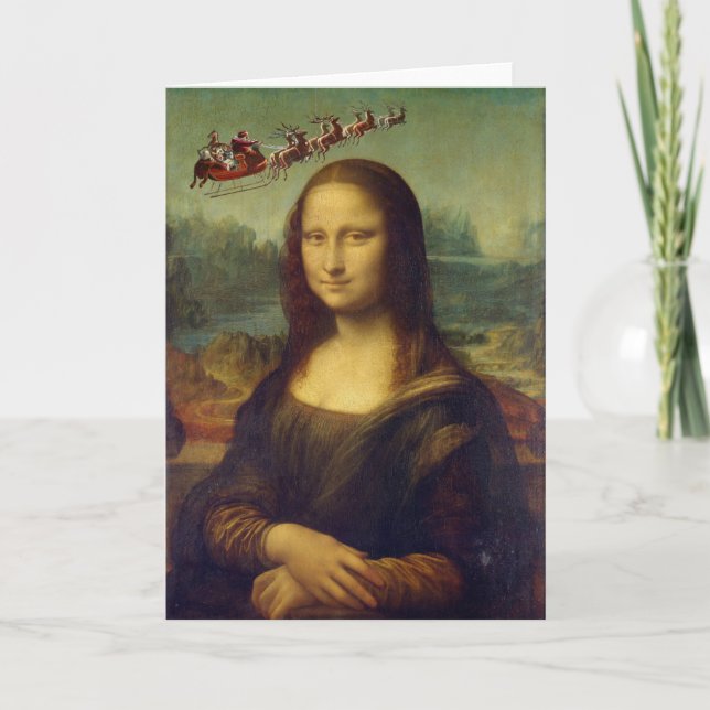 Mona Lisa Santa's Sleigh julkort Helgkort (Framsida)