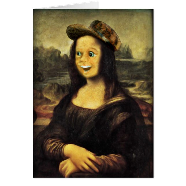 Mona Lisa, sätt på en Lycklig Ansikte Hälsningskort (Framsidan)