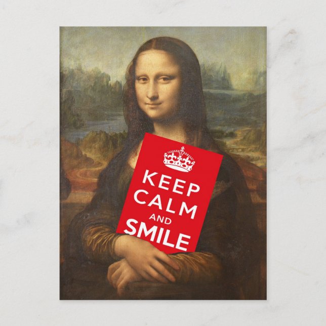 Mona Lisa Says Behålla Lugn och Smile Vykort (Framsida)