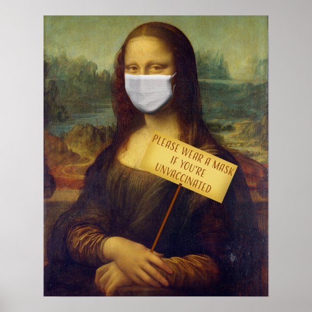 Mona Lisa Says Snälla Bära en mask Poster (Framsidan)