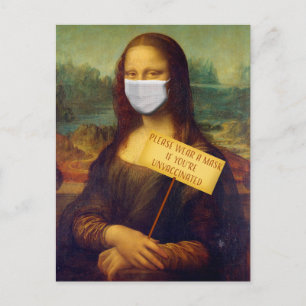 Mona Lisa Says Snälla Bära en mask Vykort