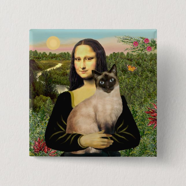 Mona Lisa - Seal Point Siamese katt Knapp (Framsida)