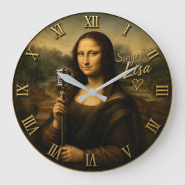 Mona Lisa Singer Funny Vintage Microphone Stor Klocka