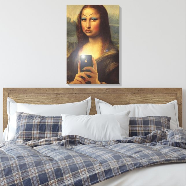 Mona Lisa skapar ett lustigt ansikte med makeup Da Canvastryck (Insitu (sovrum))