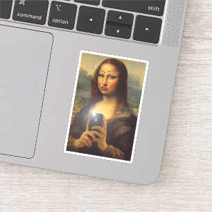 Mona Lisa skapar ett lustigt ansikte med makeup Da Klistermärken