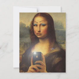 Mona Lisa skapar ett lustigt ansikte med makeup Julkort