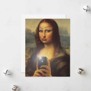 Mona Lisa skapar ett lustigt ansikte med makeup Julkort