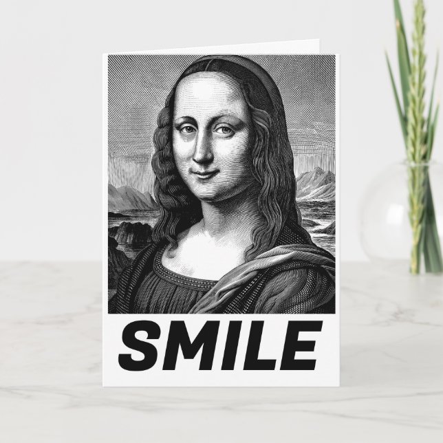 MONA LISA SMILE BIRTHDAY GREETING CARD KORT (Framsida)