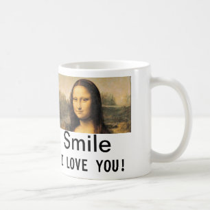 Mona Lisa, Smile, jag kärlek dig! Klassisk vit mug Kaffemugg