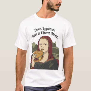 Mona Lisa som äter Burger Rolig Klassisk Konstparo T Shirt