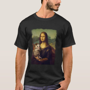 Mona Lisa som håller en söt pungråtta konstparodi- T Shirt