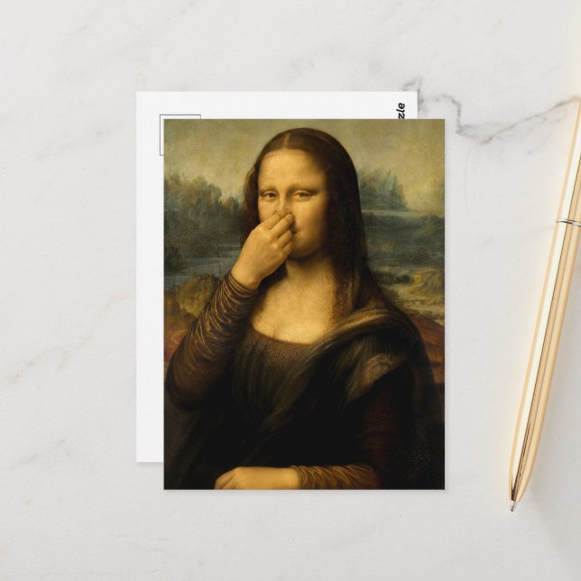 Mona Lisa som håller för näsan nr 2 Vykort (Fram/Back In Situ)