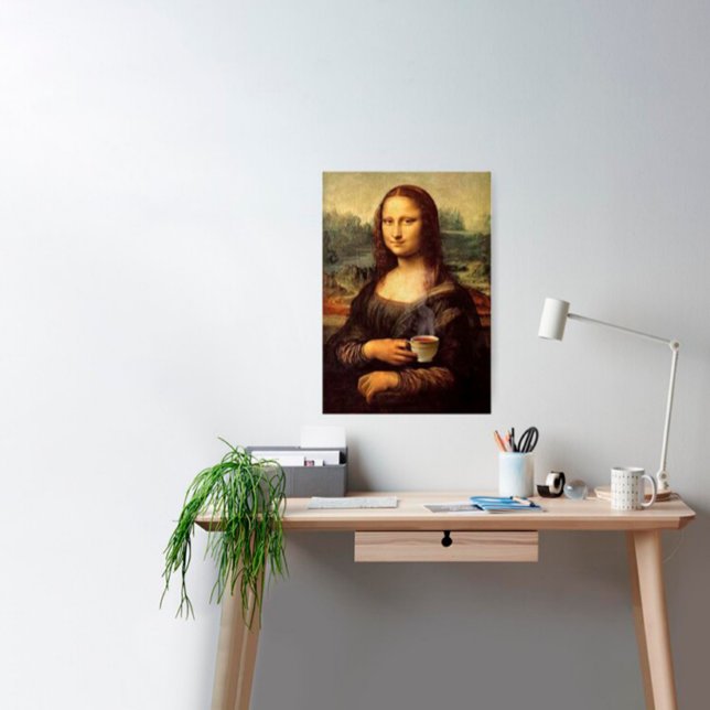 Mona Lisa som håller hett te (Leonardo da Vinci) Poster (Skapare uppladdad)