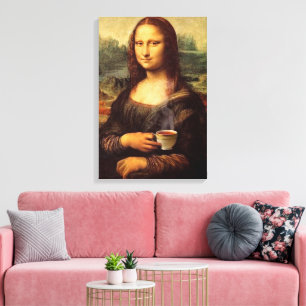 Mona Lisa som håller hett tea Leonardo da Vinci Canvastryck