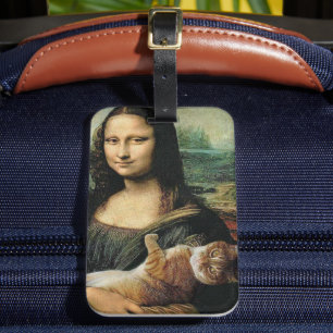 Mona Lisa som håller i en Cat Bagagebricka