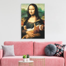 Mona Lisa som håller sin katt Leonardo da Vinci Canvastryck