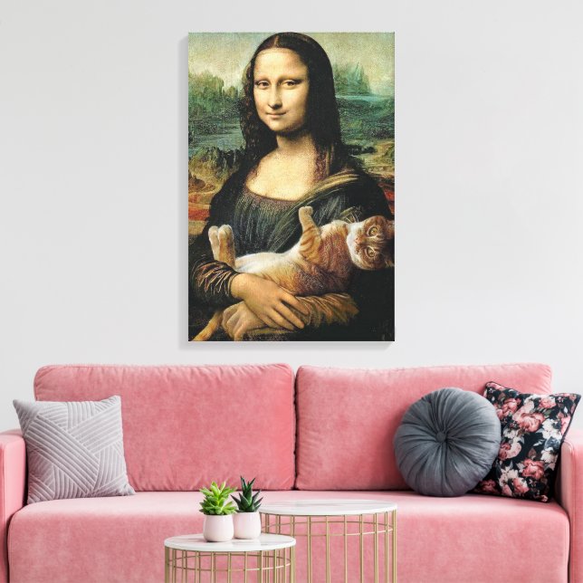 Mona Lisa som håller sin katt Leonardo da Vinci Canvastryck (Insitu (Vardagsrum))