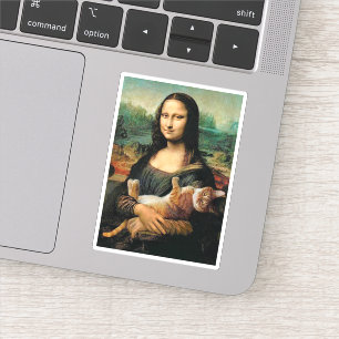 Mona Lisa som håller sin katt Leonardo da Vinci Klistermärken