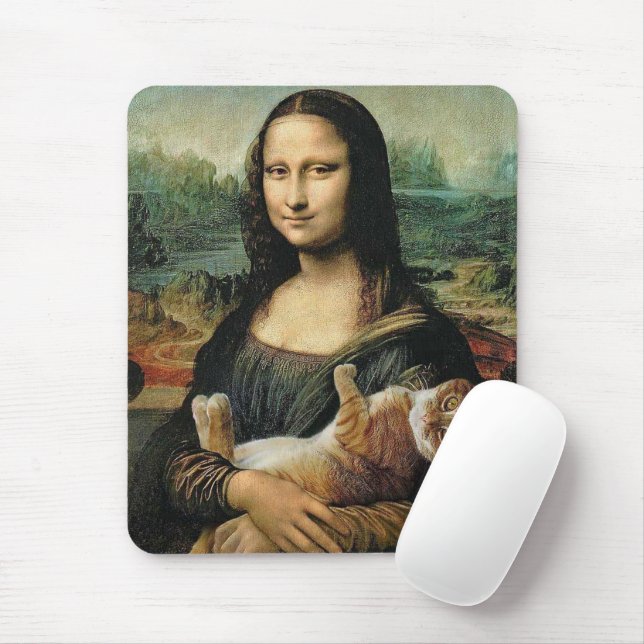 Mona Lisa som håller sin katt Leonardo da Vinci Musmatta (Med mus)